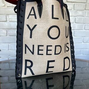 Christian Loubouitin's VERY RARE Cabalace Straw All You Need is Red Large Tote